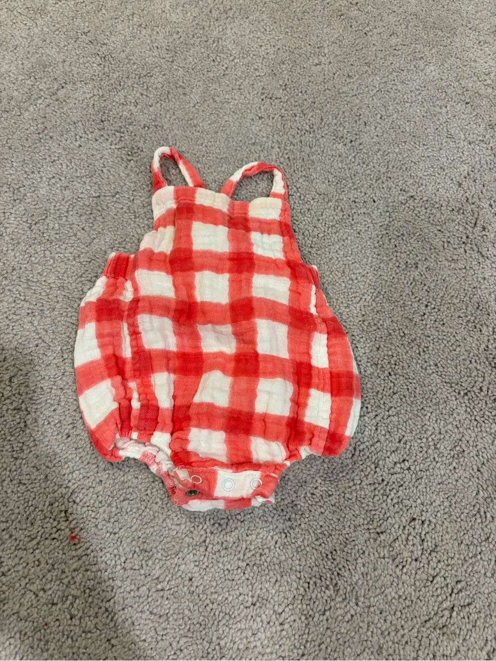 Angel Dear Red and White Gingham Baby muslin romper